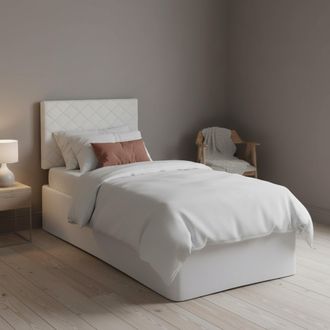 Dmora Dmora - Cama Individual Dbertin, Juego De Cabecero En Ecopiel Con Base Ortop&eacute;dica Y Cenefa, 100% Made In Italy, Adecuado Para Cama Individual, Para Co