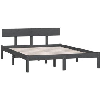 vidaXL Bed Frame without Mattress Grey Solid Wood 140x200 cm Vidaxl