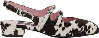 Carel Multicolor peche Slingback Ballet Shoes With Buckle Strap Closure And Cow Print In Leather Woman