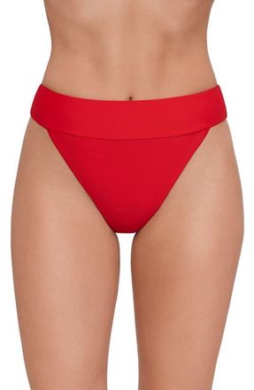 Steve Madden Banded High Leg Bikini Bottoms in Cherry Red at Nordstrom, Size X-Small