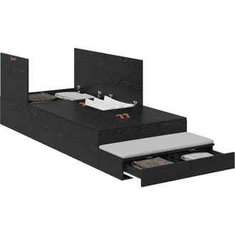vidaXL vidaXL Storage Bed Frame with Drawer Black oak 236.5 x 100 x 31.5 cm