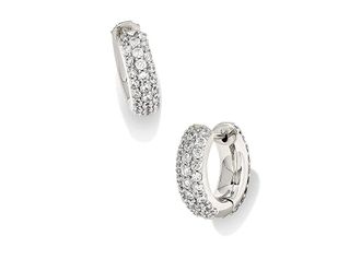 Kendra Scott Mikki Pave Huggie Womens Earrings Earring Silver Metal