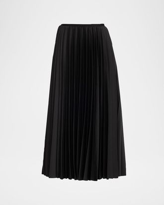Jason Wu Pleated Crepe Satin Midi Skirt
