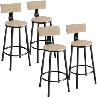 TecTake Bar Stools Poole Industrial Wood Light Set Of 4 in Light Oak