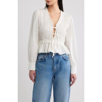 Rails Sami Smocked Cotton Top in White at Nordstrom, Size Xx-Large
