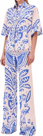 Alexis WomenS Davi Linen Resort Pants In Sapphire Palm