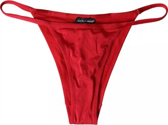 Dolce & Gabbana Womens Bikini Bottoms Lowrise Swimsuit - Red Nylon - Size Medium