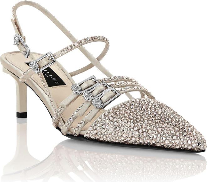 Multi-Strap Mid-Heel Slingbacks 5 Mix Strass Women in Beige at Nordstrom, Size 40