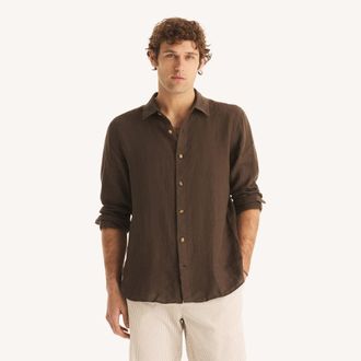 Nautica Mens Classic Fit Linen Shirt
