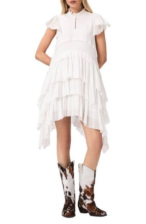 AllSaints Cavalry Layered Ruffle High-Low Dress in Chalk White at Nordstrom, Size 10 Us