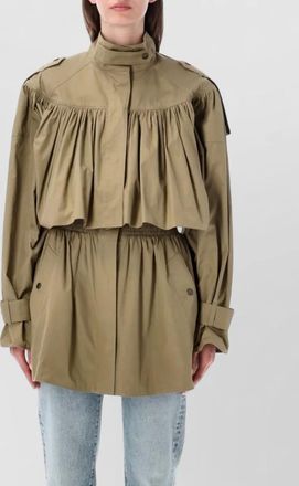 Chlo&eacute; cotton high-neck gathered trench coat