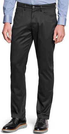 Johnston & Murphy Straight Leg Stretch Cotton 5-Pocket Pants in Black at Nordstrom, Size 32R