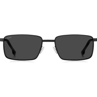 BOSS 57mm Rectangular Sunglasses in Matte Black at Nordstrom Rack