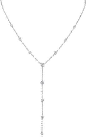 Kenneth Jay Lane Round Cubic Zirconia Station Y-Necklace in Rhodium Plated at Nordstrom