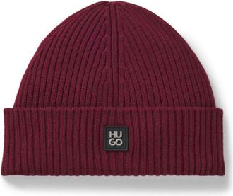 HUGO BOSS Virgin-wool beanie with stacked logo