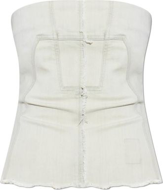 Rick Owens Denim Top met Vintage Effect - Dames - Tops zonder mouwen - Grijs - L - Denim - Tops