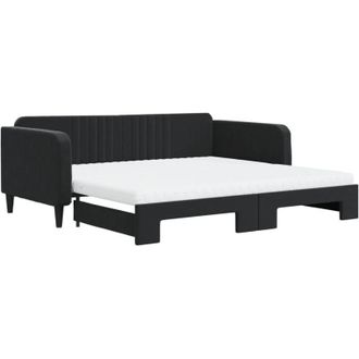 vidaXL Sof&aacute; Cama Nido Con Colch&oacute;n Terciopelo Negro 100x200 Cm Vidaxl