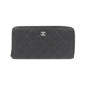 Chanel Pre-owned Wallets, female, Black, Size: ONE SIZE Pre-owned Caviar Skin Long Wallet