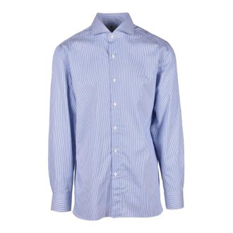 LUIGI BORRELLI NAPOLI Overhemd - Heren - Casual Overhemden - Blauw - M - Katoen - Overhemden