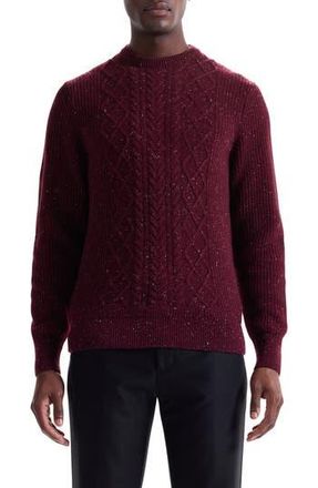 Bugatchi Cable Stitch Crewneck Wool Blend Sweater in Burgundy at Nordstrom Rack, Size Large