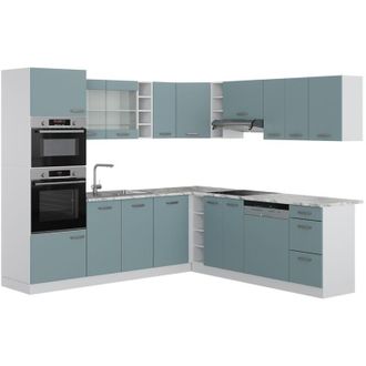 Vicco Cocina Esquinera R-line, Gris Azulado, 237 X 60 Cm, Et M&aacute;rmol