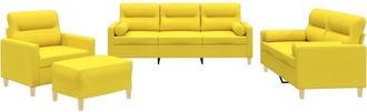 vidaXL Juego De Sof&aacute;s Con Cojines 4 Piezas Tela Amarillo Claro Vidaxl