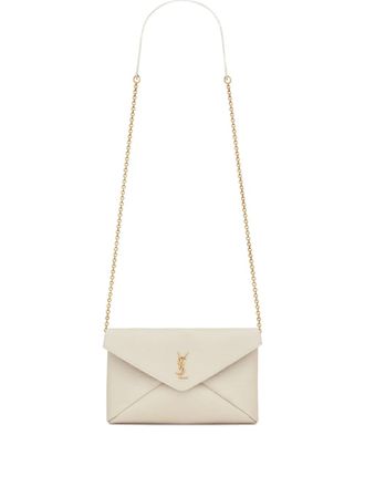 Saint Laurent Cassandre envelop crossbodytas met ketting - Beige