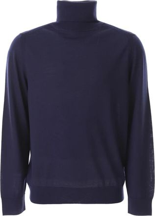 Paul Smith Merino wollen coltrui - Heren - Coltruien - Blauw - XL - Wol - Truien & Vesten