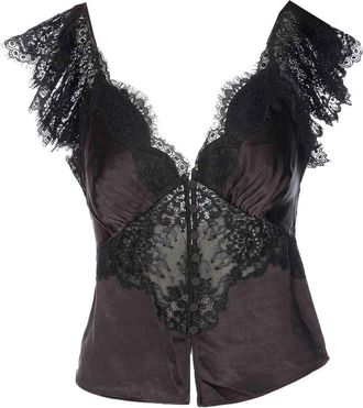 Self Portrait Satin Lace Top