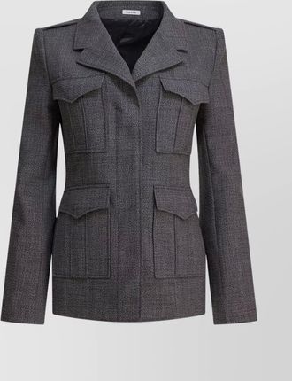 Alexander McQueen fitted silhouette with epaulettes and flap pockets