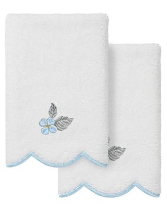 Linum Home Textiles 100% Turkish Cotton Hydea Scallop 2Pc Embellished Fingertip Towel Set