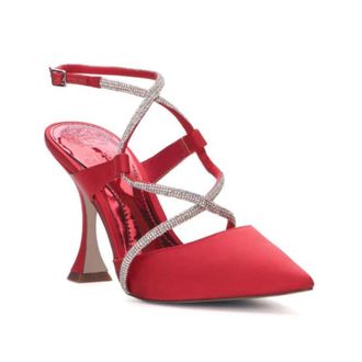 Vince Camuto Kadrya Pump WomensRed Rhinestone Pointed Toe Spool Heel ZOGG3374