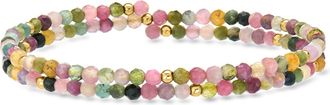 Ross-Simons Multicolored Tourmaline Bead Wrap Bracelet With 14kt Yellow Gold