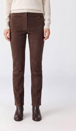Arma Pantaloni skinny a vita alta in pelle di agnello scamosciata