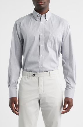 Eagle Regular Fit Grey Gingham Check Cotton Button-Down Oxford Shirt in Gray at Nordstrom, Size 16.5 - 32