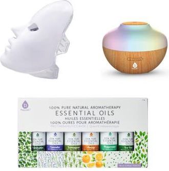 Pursonic LED Face Mask, Ultrasonic Diffuser & 6 Oils in White at Nordstrom