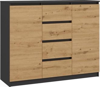 OEM C&oacute;moda Moderna De Antracita/roble Artesanal - 2 Puertas, 4 Cajones - Perfecta Para La Sala De Estar, El Dormitorio Y La Habitaci&oacute;n Infantil