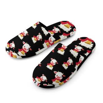 Generic Cute Cow with Bell Mens Cozy Memory Foam Slippers Warm Cotton House Shoes Comfy Slipper for Indoor Outdoor