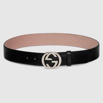 Gucci Belt With Interlocking G Buckle, Size Gucci 100, Black, Leather