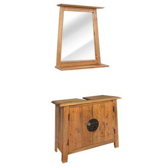 Berkfield Home Bathroom Furniture Set Solid Pinewood in Brown