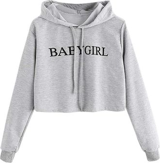 Generic Early Prime Deals Women Tunic Tops Plus Size Womens Long-Sleeved Sweatshirt Casual Blouse O-Neck Hooded Letter Print Top T Next Sale Clearance Womens 