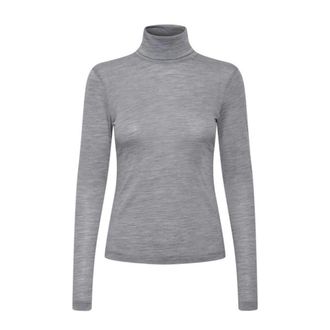 Gestuz Soft Wool Rollneck Top Grey Melange - female - Gestuz - Turtlenecks - Gray - XS - Knitwear