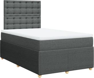 vidaXL Cama Box Spring Con Colch&oacute;n Tela Gris Oscuro 120x200 Cm Vidaxl