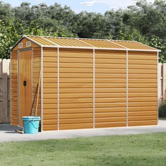 vidaXL Caseta De Jard&iacute;n Acero Galvanizado Marr&oacute;n Claro 191x300x198 Cm Vidaxl