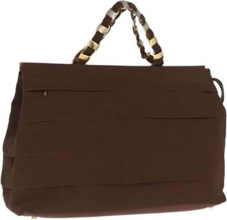 Ferragamo Pre-owned Handbags, female, Brown, Size: ONE SIZE Pre-owned Canvas Handbag