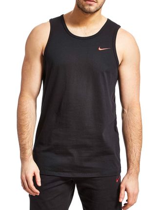 Nike Nike Mens Vest Swoosh Sleeveless Tank Top Cotton Black Navy S M L XL New 823645 010 451 (XL, Black)