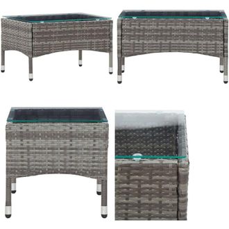 vidaXL Tavolino da Caff&egrave; Grigio 60x40x36 cm in Polyrattan - Tavolino da salotto - Tavolino da giardino