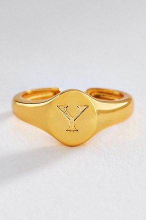 Luv AJ Initial Oval Signet Ring