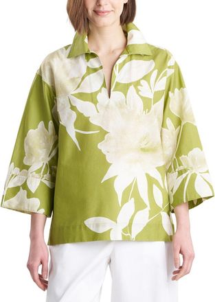 Natori Andora Printed Poplin Kimono Shirt