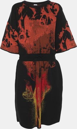 M Missoni Black Multicolor Abstract Print Jersey Drawstring Midi Dresses